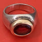 Preowned James Avery Retired Hard to Find Regent Oval Garnet Silver and 14k Gold Ring 5.5