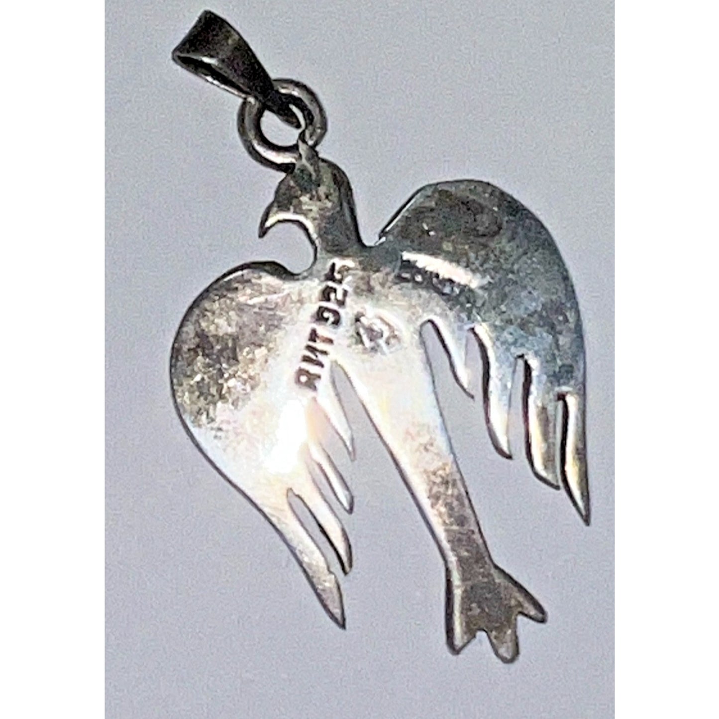 Vintage Sterling Silver Thunderbird Pendant Turquoise Chip Inlay ANT 925