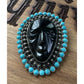 Sterling Silver Turquoise Carved Face Brooch Pendant 925 Large