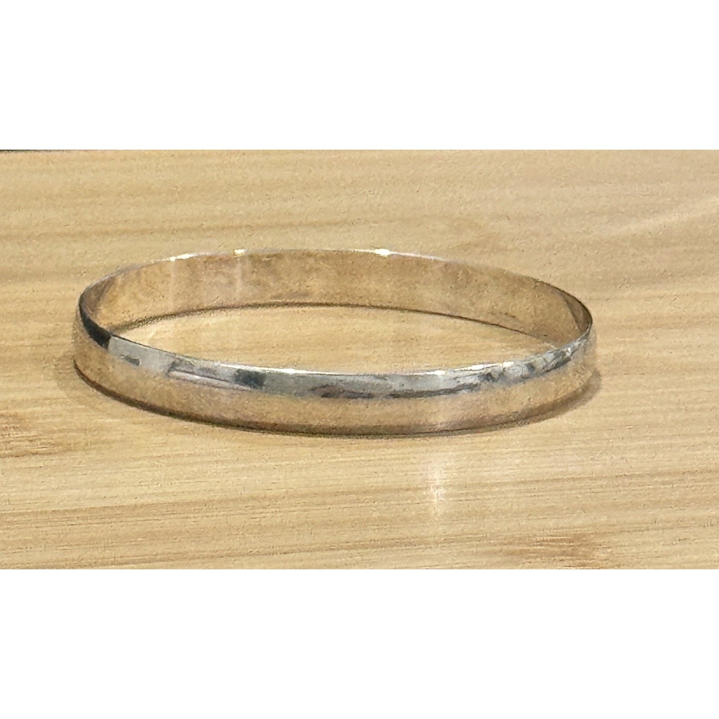 Vintage Solid Sterling Silver Smooth Domed Bangle Bracelet 15g Minimalist