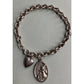 Vintage Italy Sterling Silver Guardian Angel Heart Charm Bracelet