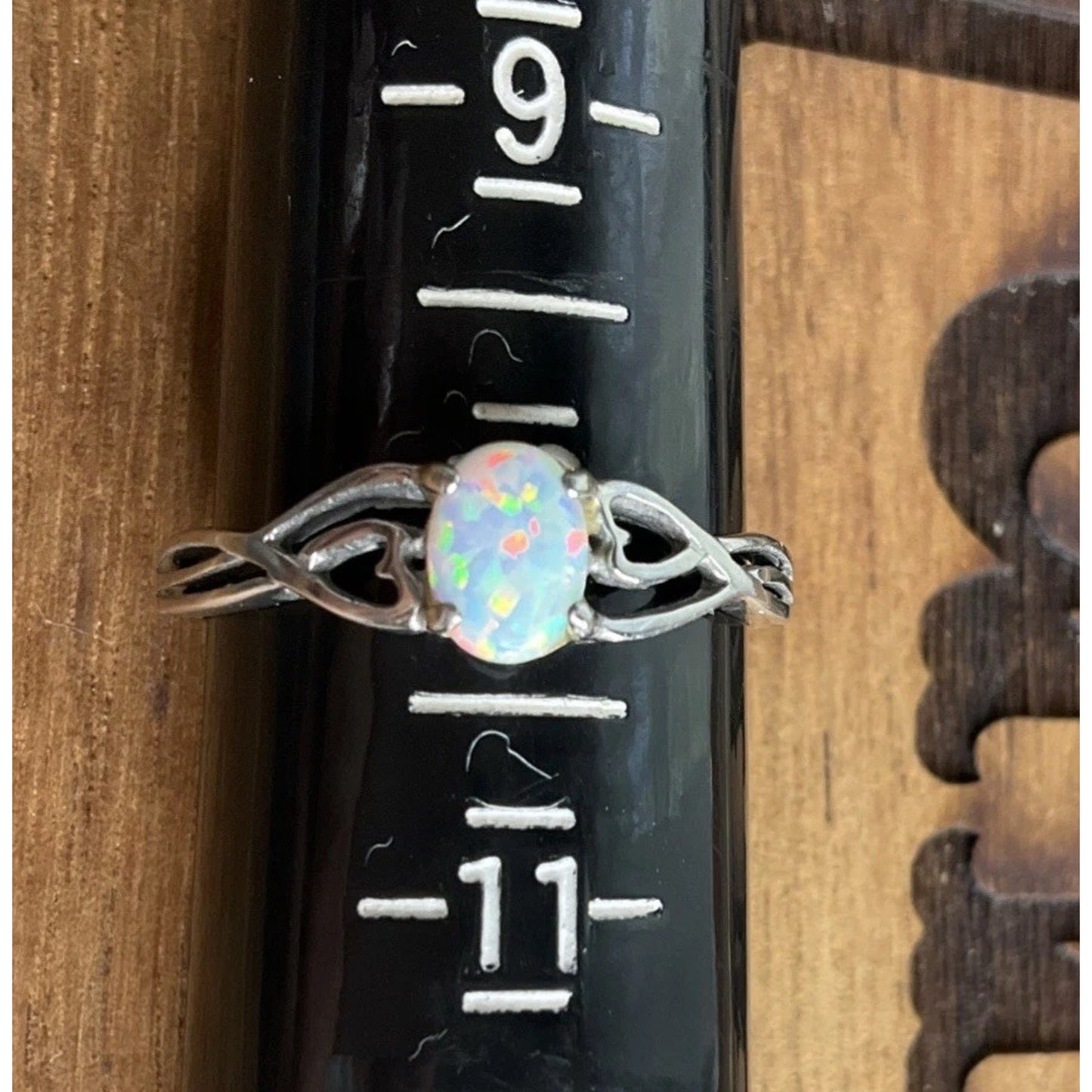 316L Stainless Steel White Opal Ring Lab Opal Solitaire Statement Ring Size 10