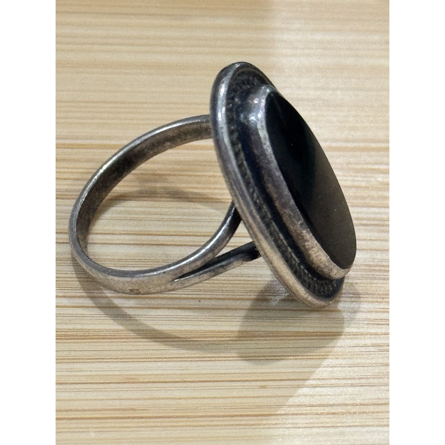 Vintage Native American Sterling Silver Black Onyx Ring Size 8.5 Signed Handmade