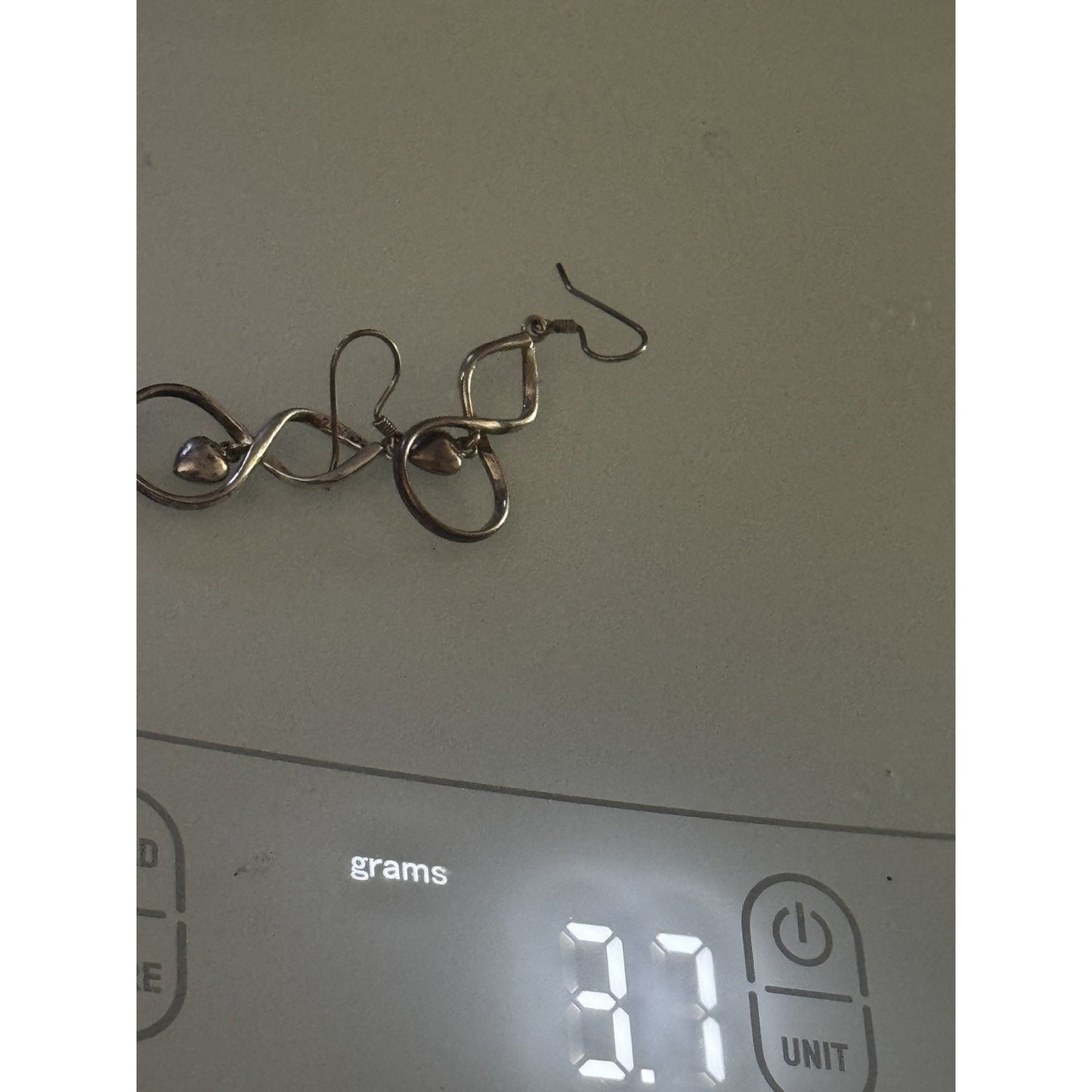 Vintage 90s Sterling Silver 925 Dangle Drop Infinity Heart Hook Earrings 2” Long