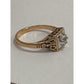 Vintage 18K HGE Yellow Gold Tone Illusion CZ Diamond Ring Art Deco Style 7.5