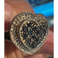 Vintage Sterling Silver Black and White Moissanite Heart Cluster Ring Size 7.5