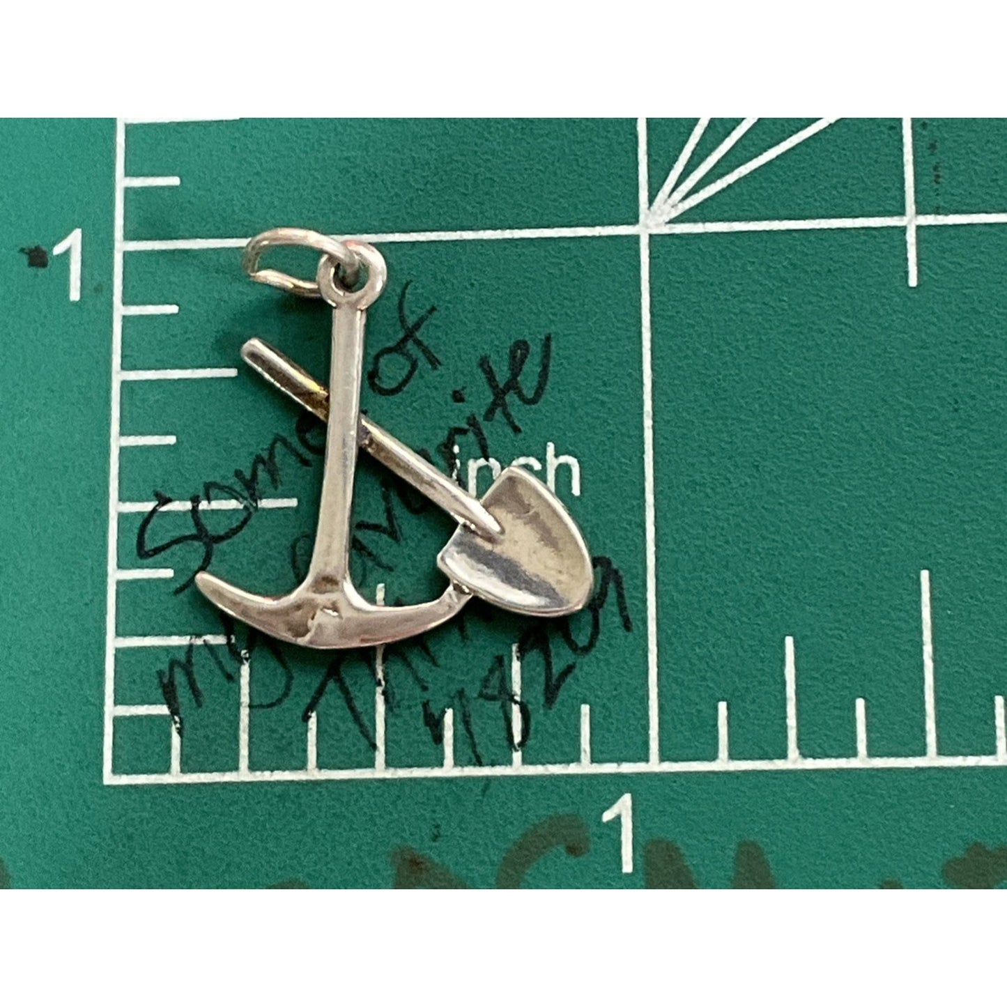 Vintage 925 Sterling Silver Crossed Pickaxe Shovel Charm