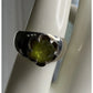 Sterling Silver Green Stone Solitaire Ring Size 8.5 Modernist Statement 925