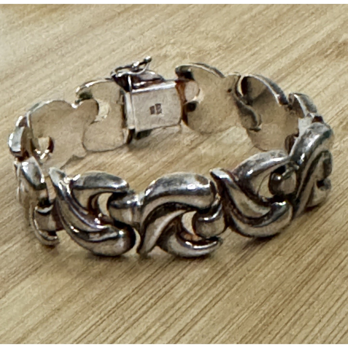 Vintage Milor Italy 925 Sterling Silver Fan Scroll Link Bracelet 7.5” 22g