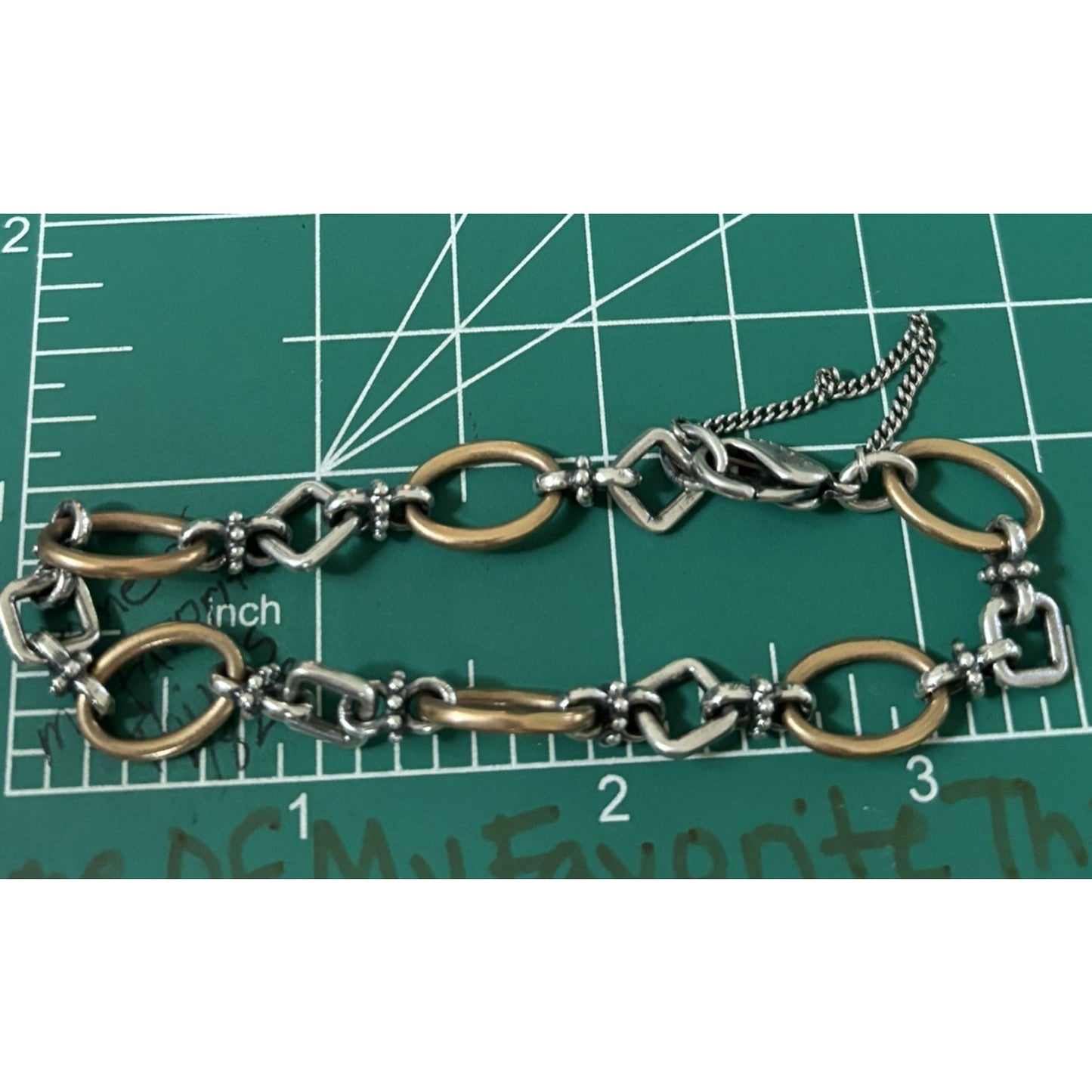 Pre Owned James Avery Retired Silver and Bronze Geometric Bracelet 7” Medium