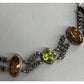 Vintage Sterling Silver Citrine Peridot Gemstone Double Chain Bracelet