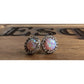 Sterling Silver Opal Halo Stud Earrings Round Fire Opal 925