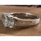 Vintage Style 3 Stone Ring 925 Sterling Silver Cushion Cut Trilogy Ring Size 7.5