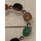 Vintage Sterling Silver Multi Stone Brooch Carnelian Tiger Eye Jasper Aventurine