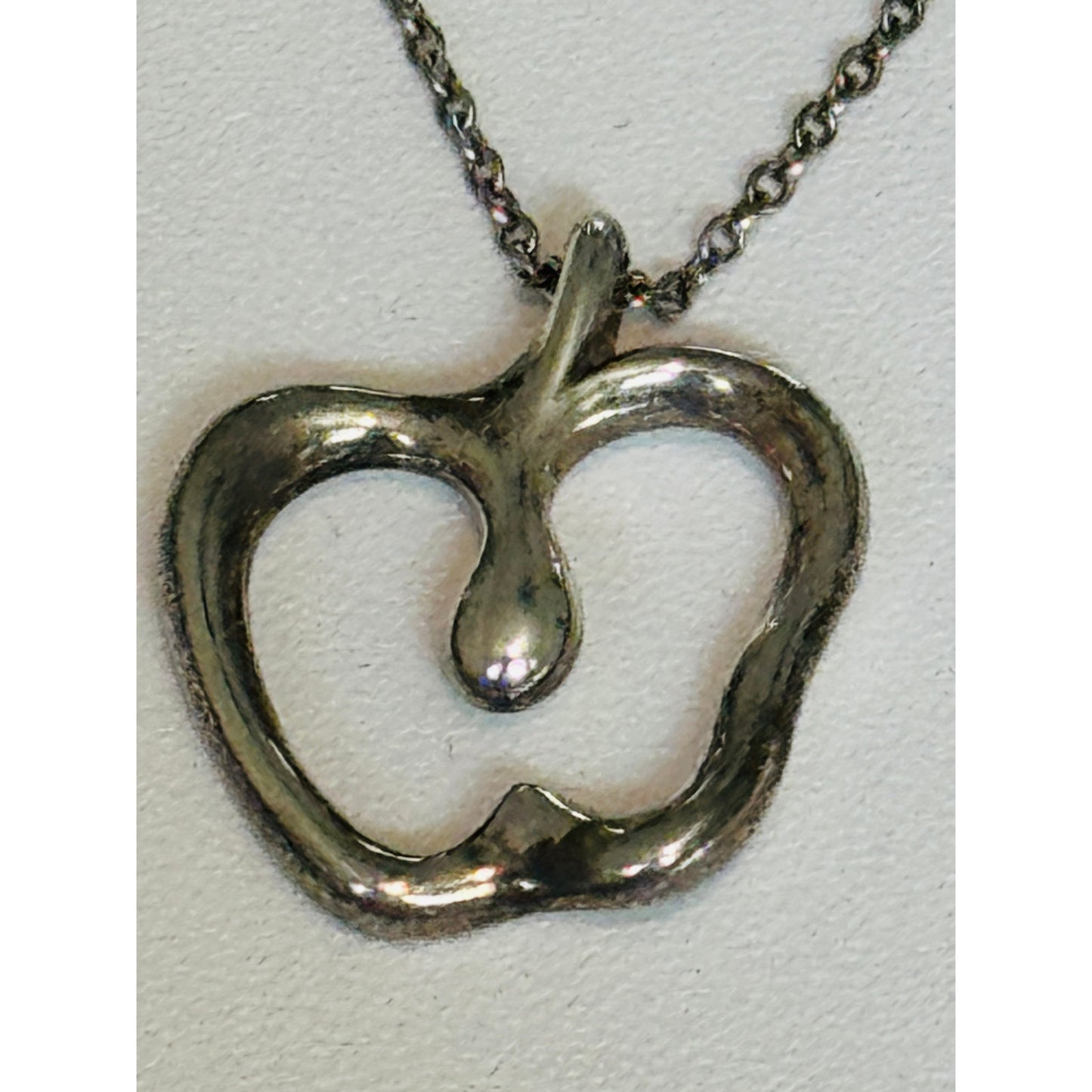 Tiffany & Co. Elsa Peretti Sterling Silver Open Apple 16” Necklace