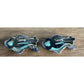 Vintage Sterling Silver Fish Coastal Clip On Earrings Aqua Green Gemstones 10g