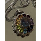 Vintage Victorian 925 Sterling Rainbow Gemstone Druzy Pendant Necklace 18”