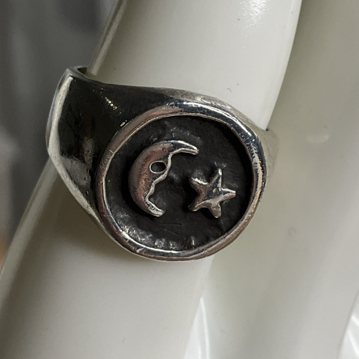 Vintage Celestial 925 Moon and Star Sterling Silver Ring Size 8.5