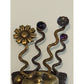 Mary Lucuk Sterlin Silver Brass Face Brooch Modernist Pin Amethyst Blue Canachon