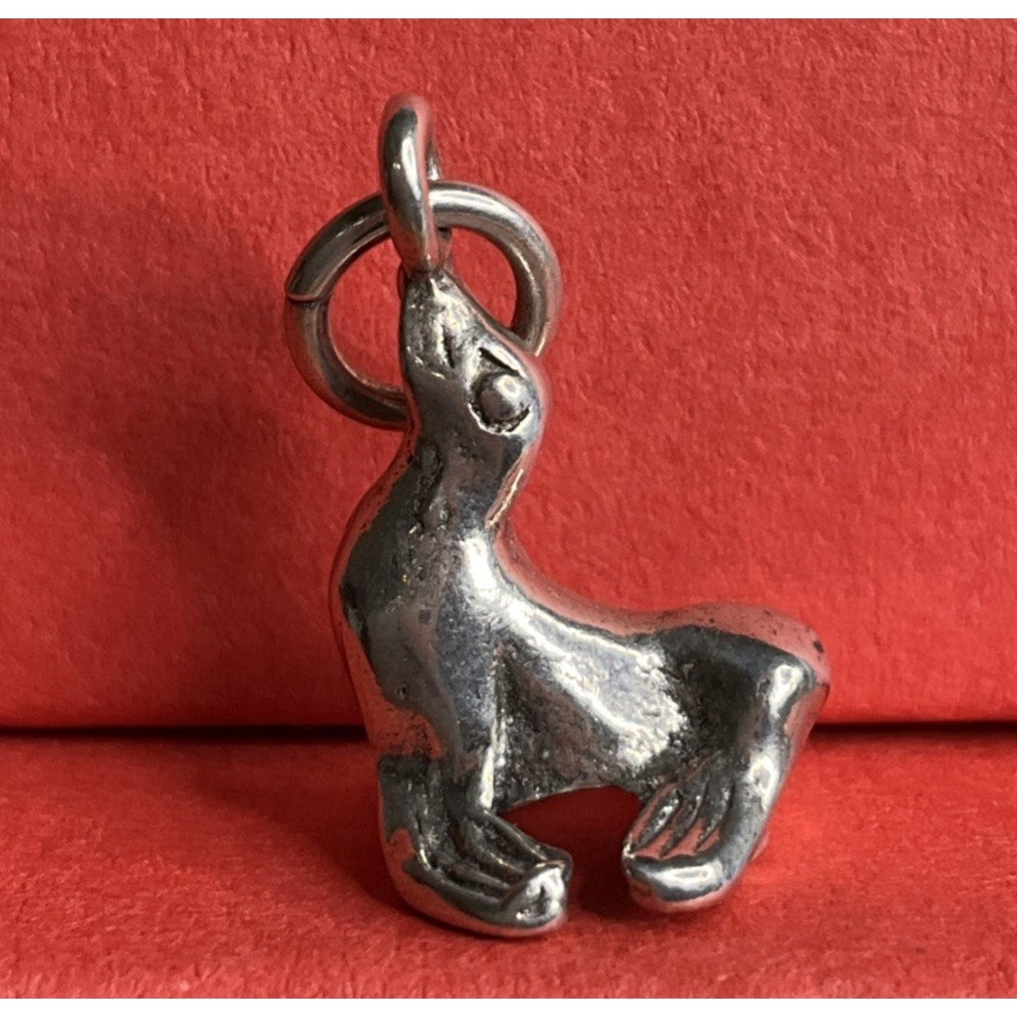 Vintage Sterling Silver Seal Charm Pendant Animal Theme