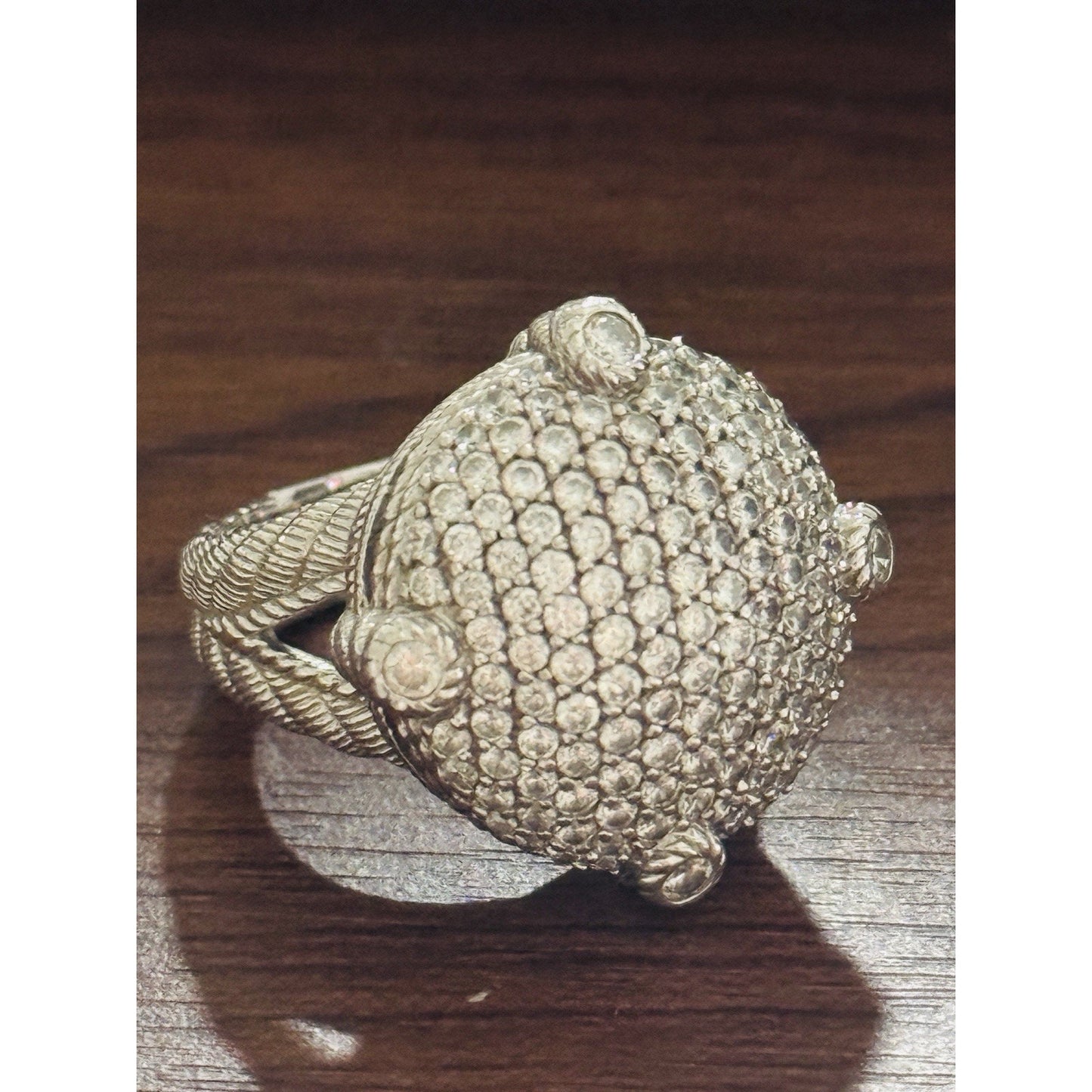 Judith Ripka Sterling Silver 925 Pave CZ Dome Statement Ring Size 5.5