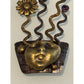 Mary Lucuk Sterlin Silver Brass Face Brooch Modernist Pin Amethyst Blue Canachon