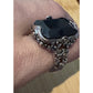 Vintage 18K GE Black Faceted Stone Cocktail Ring Gothic Victorian Revival Sz 8.5