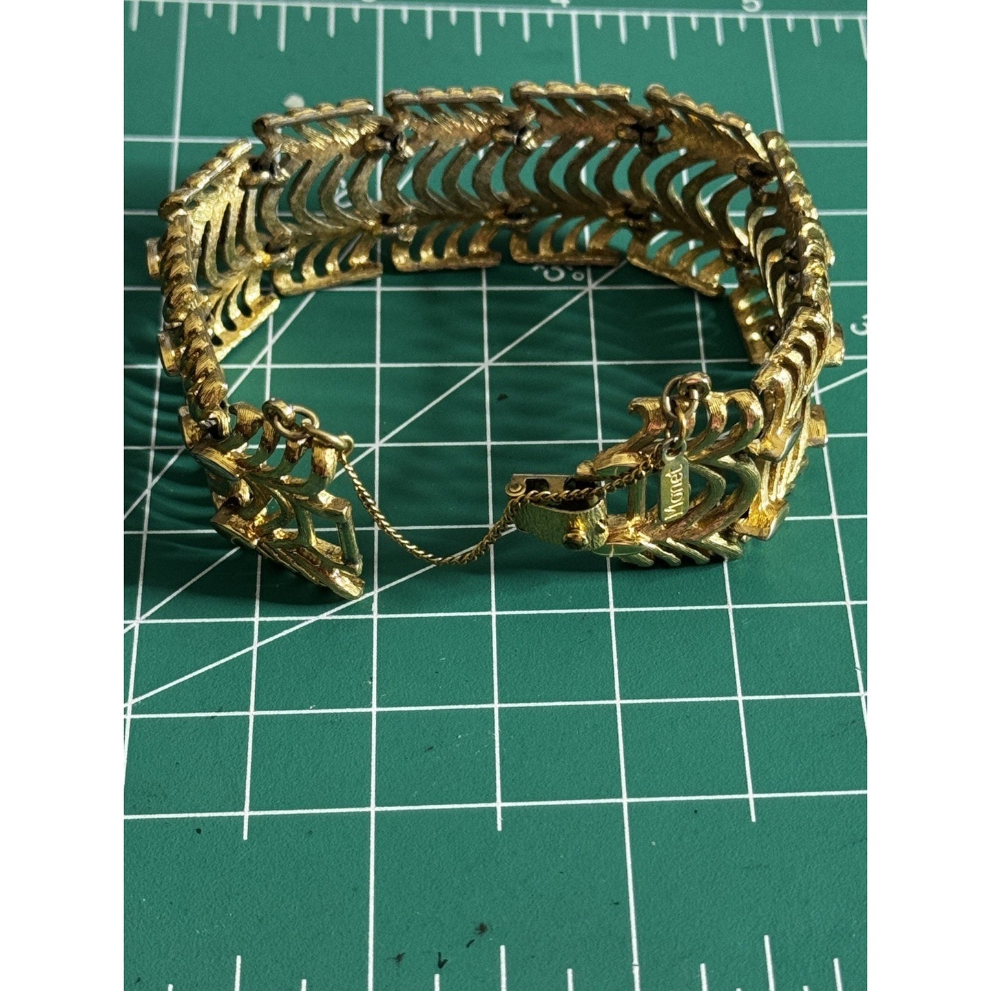 Monet Golden Weave Bracelet Gold Plated Filigree 1960s Vintage Jewelry Signed
