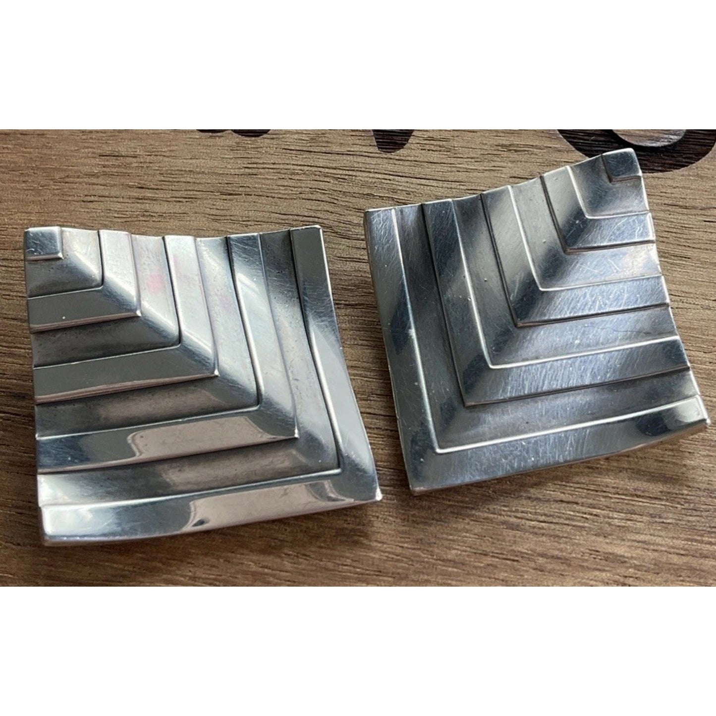 Retired James Avery Vintage Chevron Sterling Silver 90s Geometric Earrings 21g