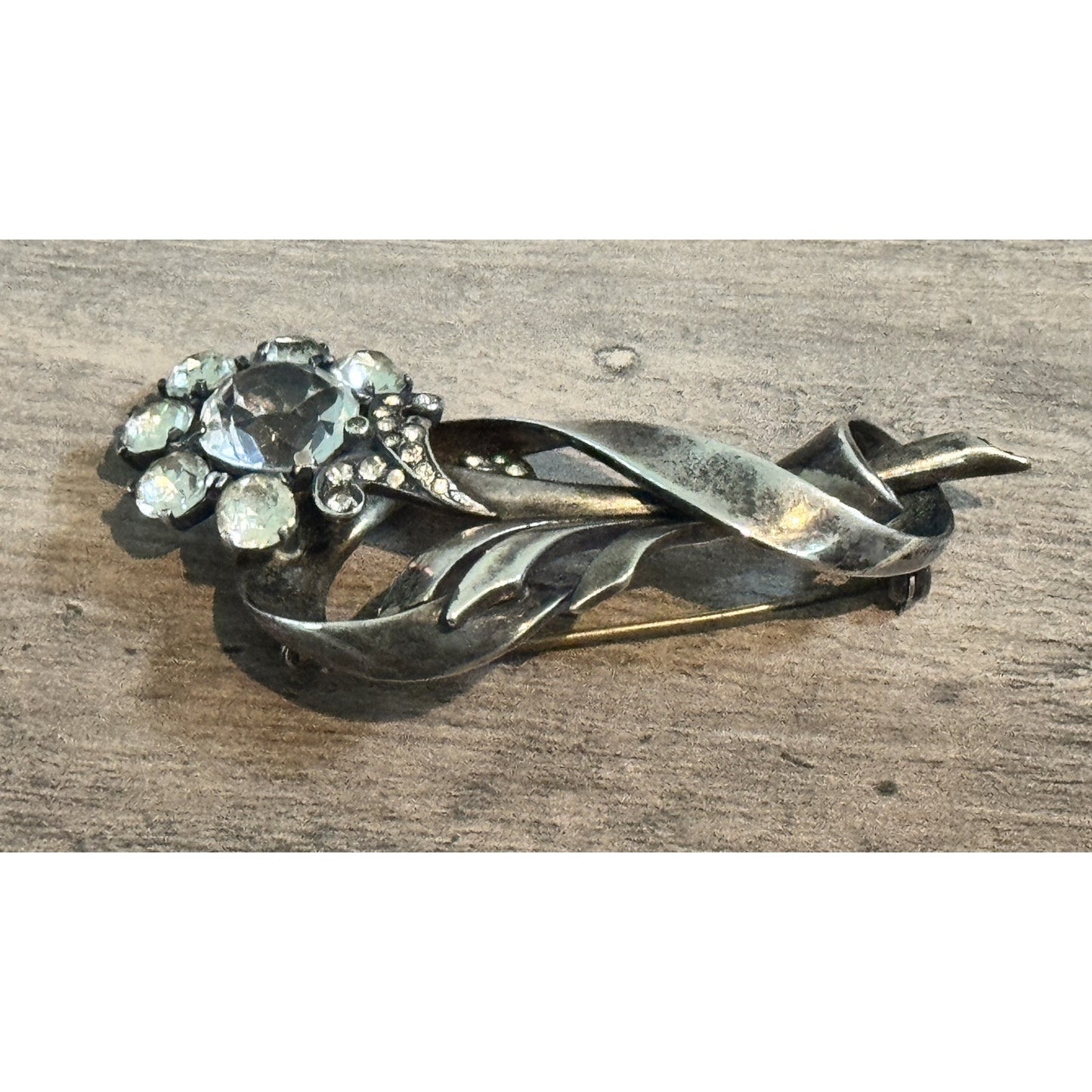 Vintage Mazer Sterling Silver Rhinestone Flower Brooch 3” 30’s - 40s’ WWII 34 gr