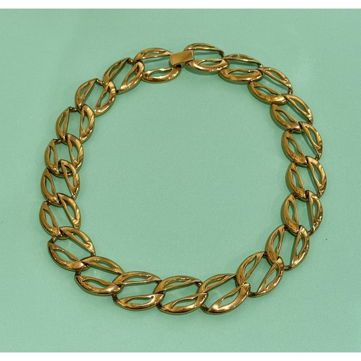 Vintage Erwin Pearl Gold Tone Chunky Chain Choker Statement Necklace 15"