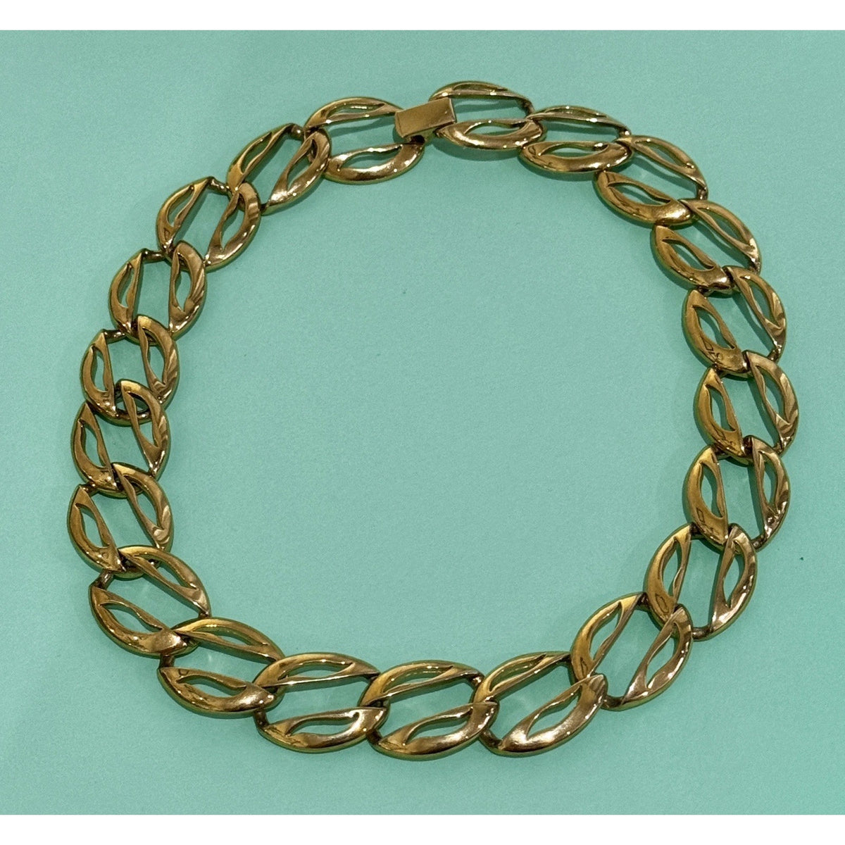Vintage Erwin Pearl Gold Tone Chunky Chain Choker Statement Necklace 15"