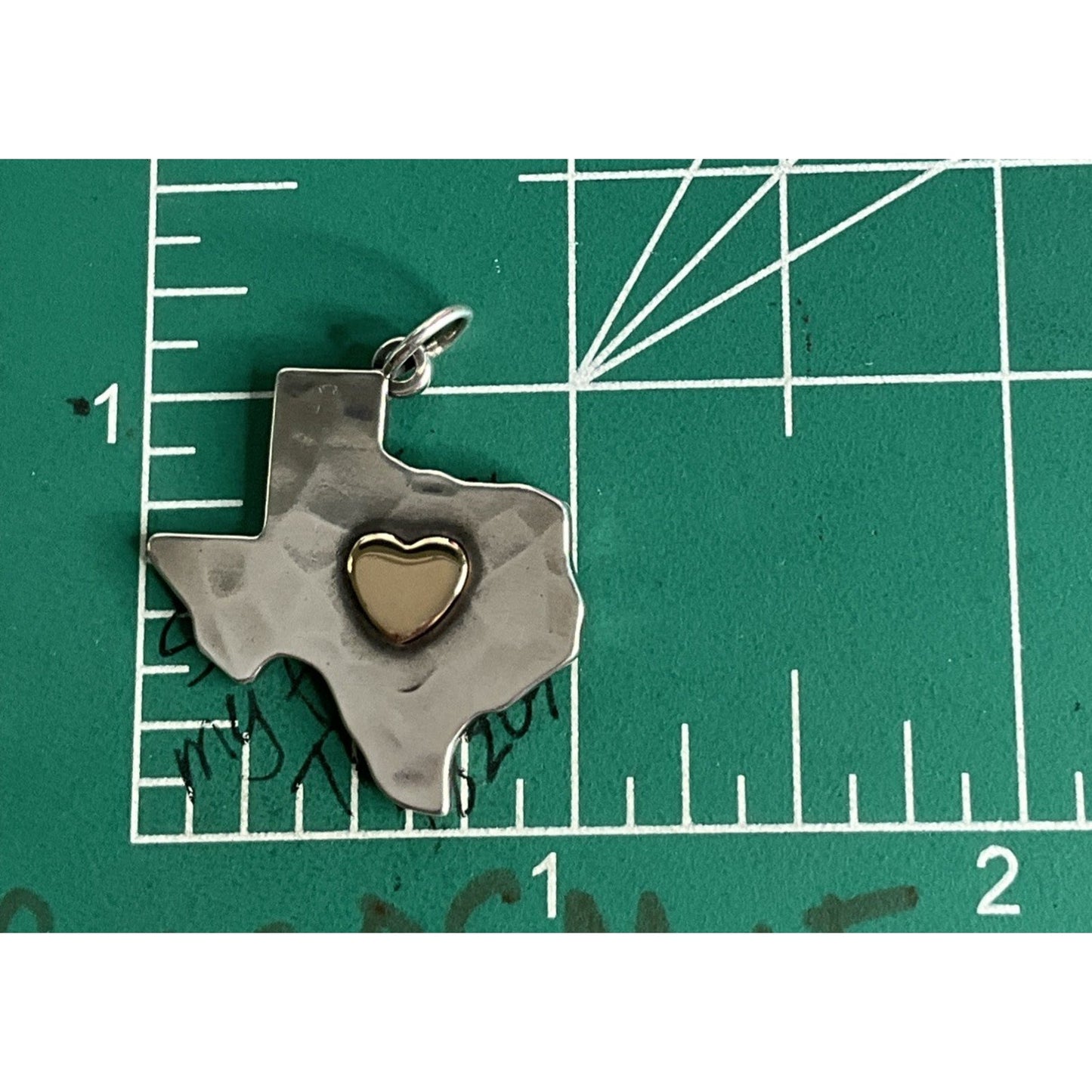 Retired James Avery Deep in the Heart Of Texas Hammered 925 & 14k Heart Pendant
