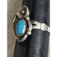 Signed WM Navajo Sterling Silver Turquoise Ring Floral Design Size 7