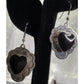 Vintage Native American Sterling 925 Black Onyx Heart Earrings Southwest 90s 13g