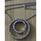 Vintage Diamond Sterling Silver 925 Double Circle Diamond Station Necklace 18”