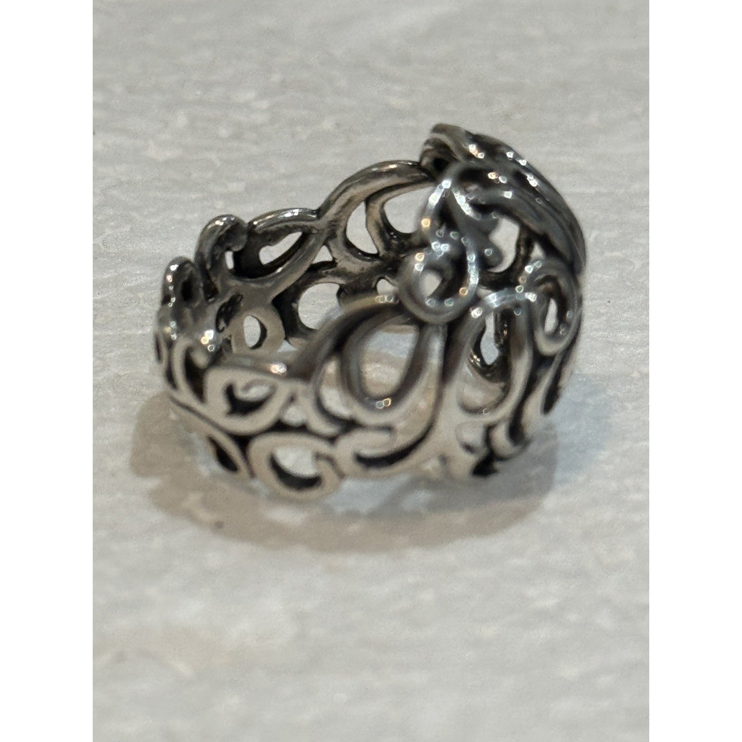 Carolyn Pollack Relios Sterling Silver Scroll Open Work Ring Size 6.5 Pre-Owned