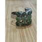 Viva Beads Green Hand Painted Statement Ring Silver Tone Wide Band Size 6.75