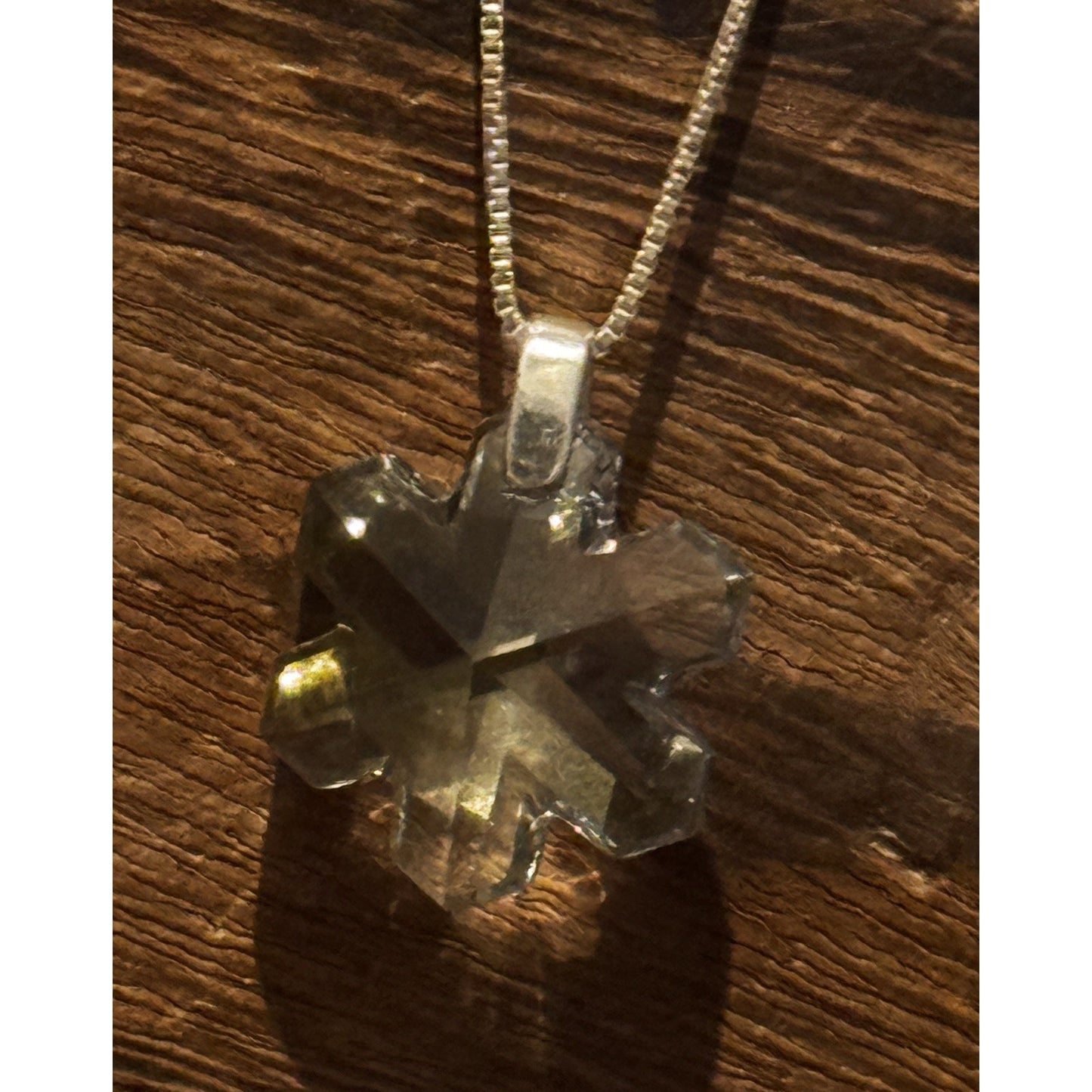 Vintage Sterling Silver Swarovski Crystal Snowflake Pendant Necklace 18”