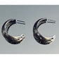 Vintage Sterling Silver Carved Scroll Hoop Earrings 1” Wide Oxidized 8g