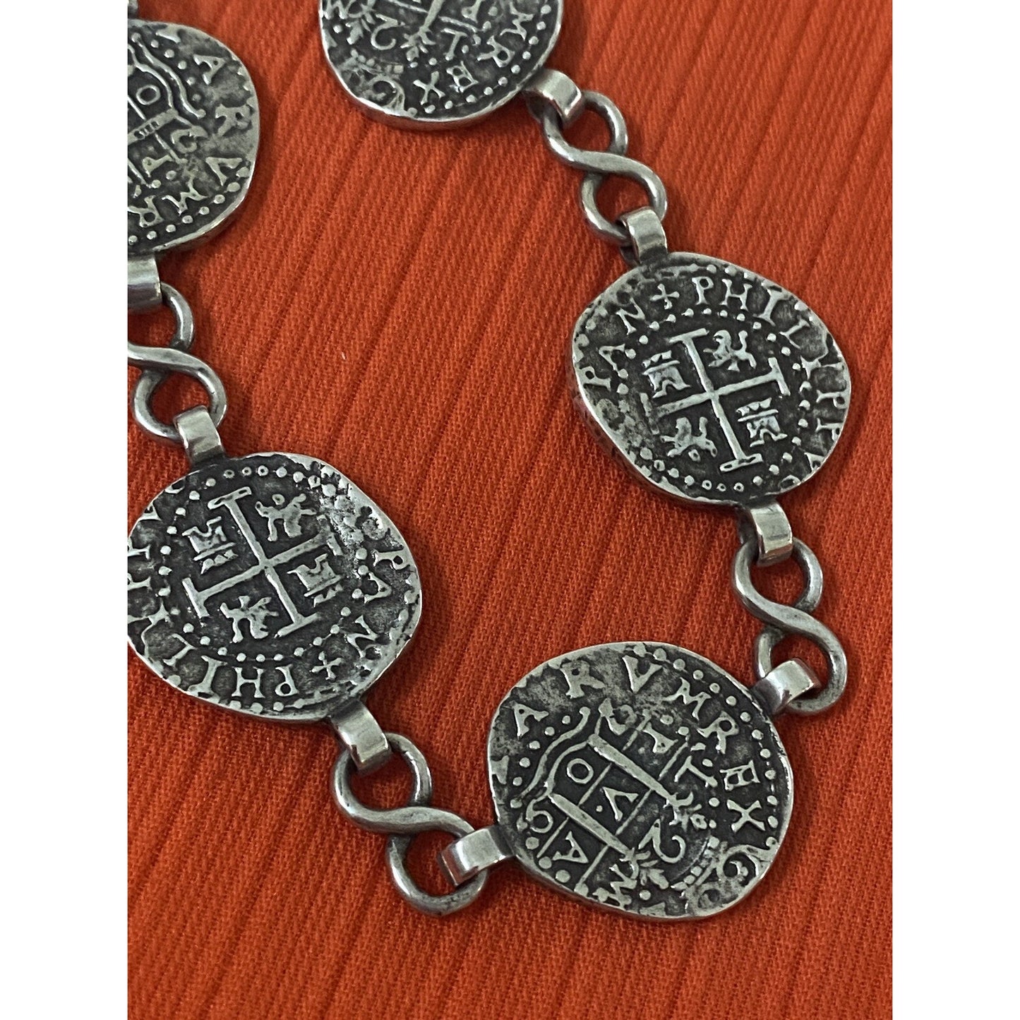 James Avery Retired HTF Rare Silver Pieces of Eight Bracelet
