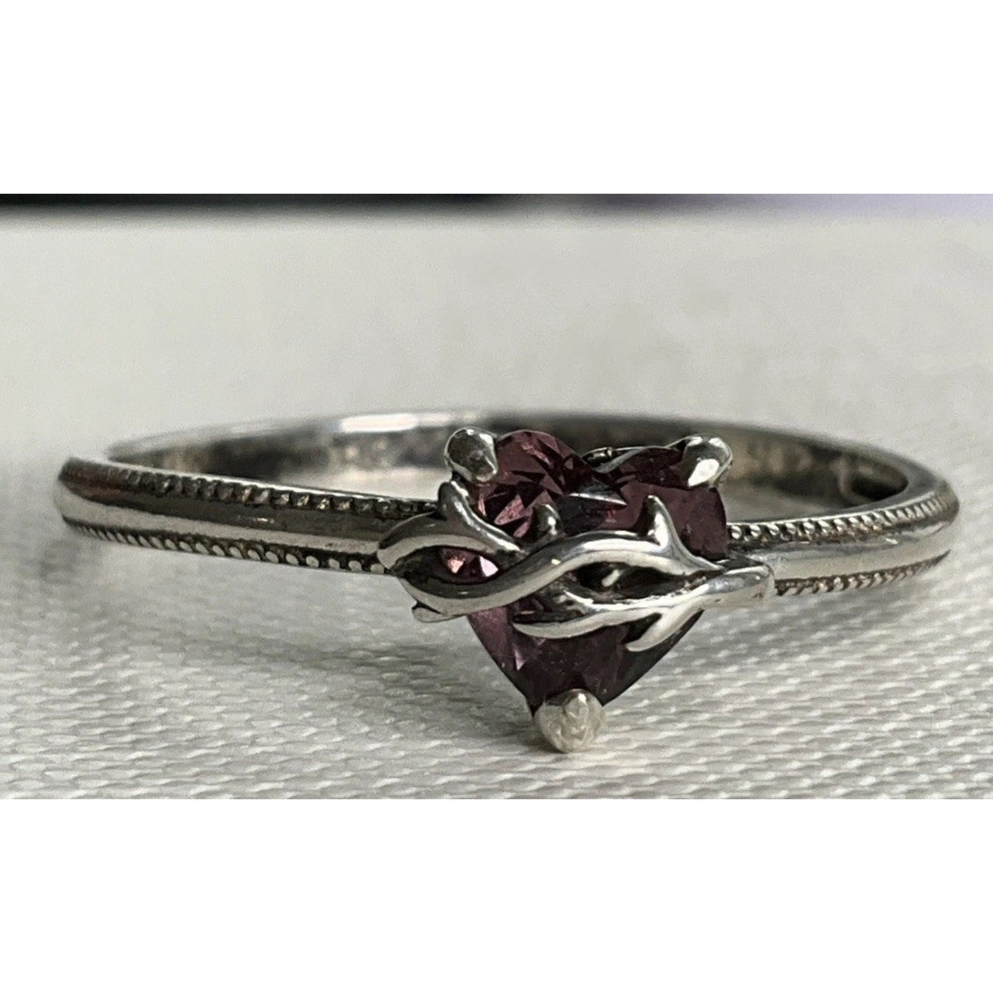Sterling Silver Garnet Heart Bypass Love Ring 925 January Birthstone Size 10.25