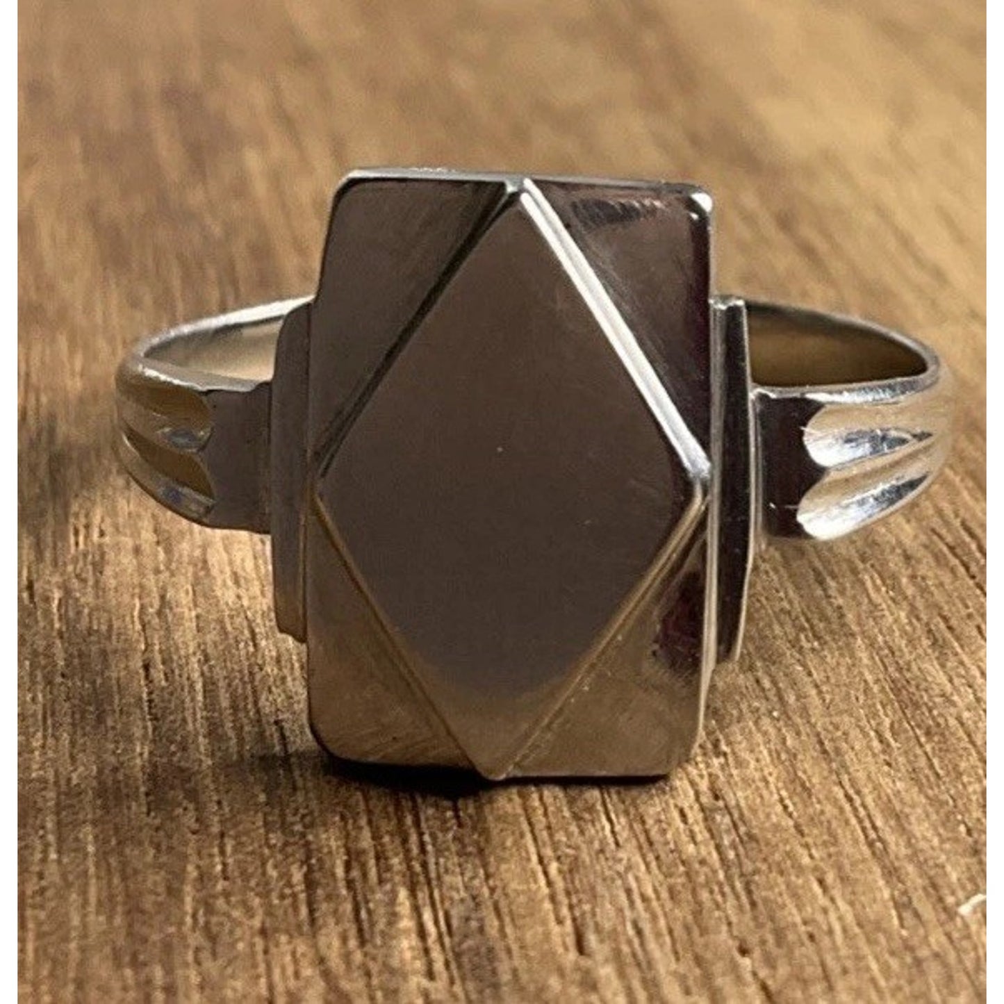 Sterling Silver 925 Modernist Geometric Signet Ring Size 11