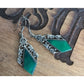 Vintage Green Onyx Art Nouveau Vines Sterling Silver Earrings