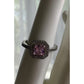 Sterling Silver Pink Stone Halo Ring Size 6 Princess Cut Engagement Style 925