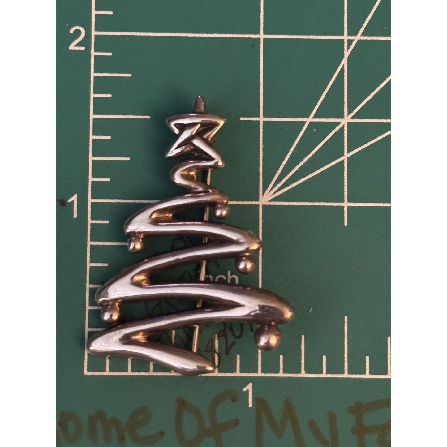 Sterling Silver Modern Abstract Christmas Tree Brooch Pin Signed H & H 8.4g