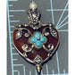 Vintage Barbara Bixby 18K & 925 Sterling Carnelian Turquoise Pearl Heart Pendant