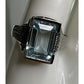 Vintage Sterling Silver Emerald Cut Blue Topaz Ring Statement Gemstone Sz 12.5