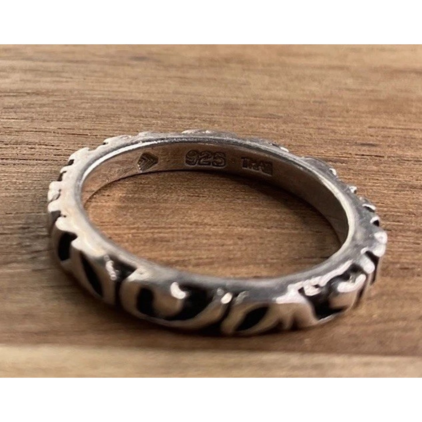 THAI925 Sterling Silver Scroll Vine Band Ring Size 6.25 Stackable Floral Ring