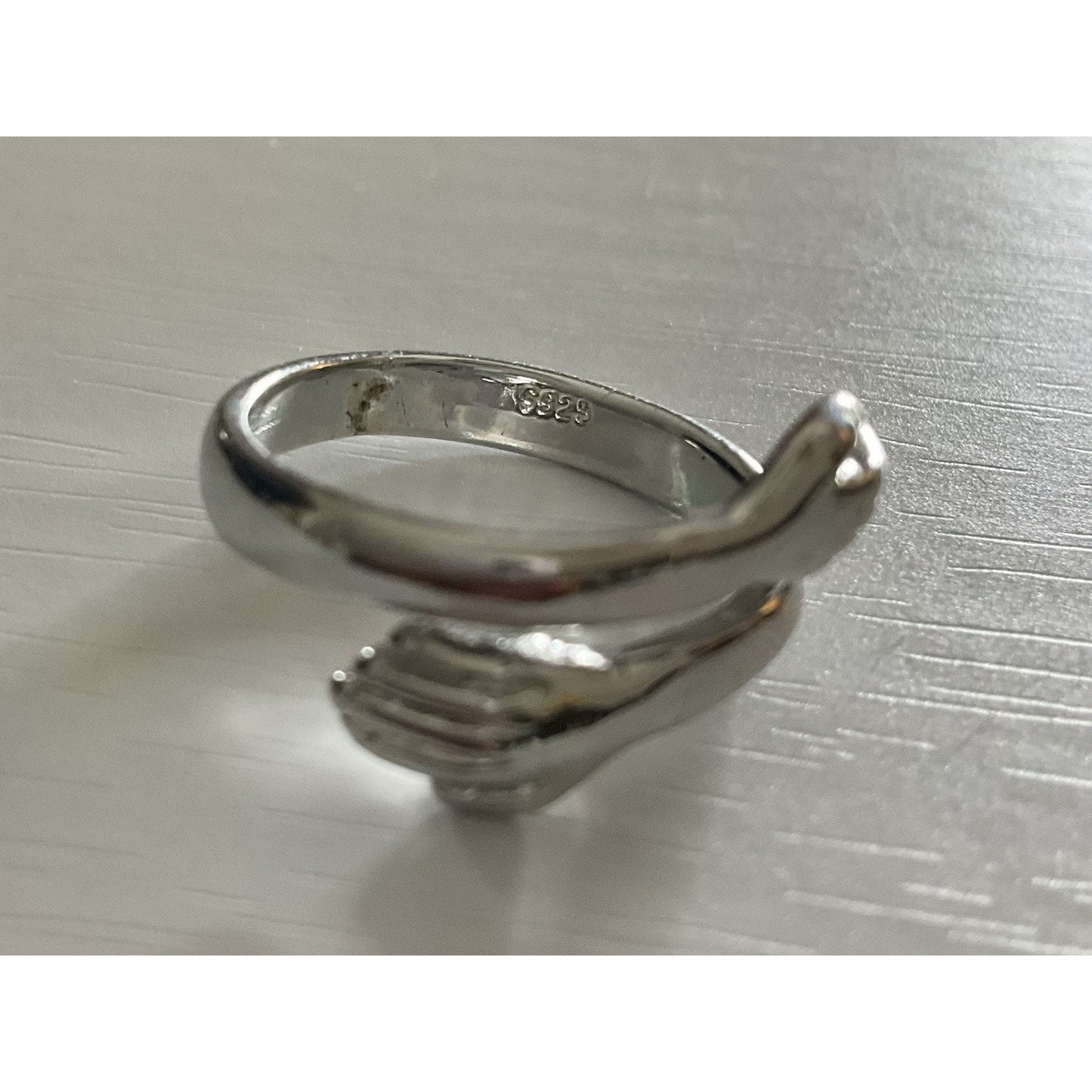 Vintage Sterling Silver Wrap Ring Hand Design Size 7